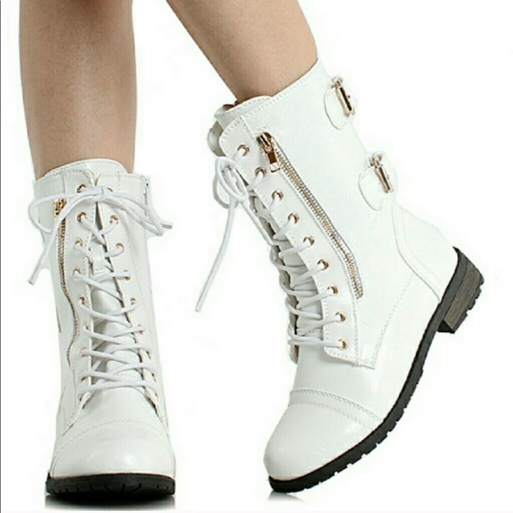 White Dual Closure Sydney Boots